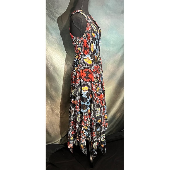 Alice + Olivia Kora Mixed Baroque Print Maxi‎ Dress V Neck Sleeveless Size 6 - Picture 4 of 10